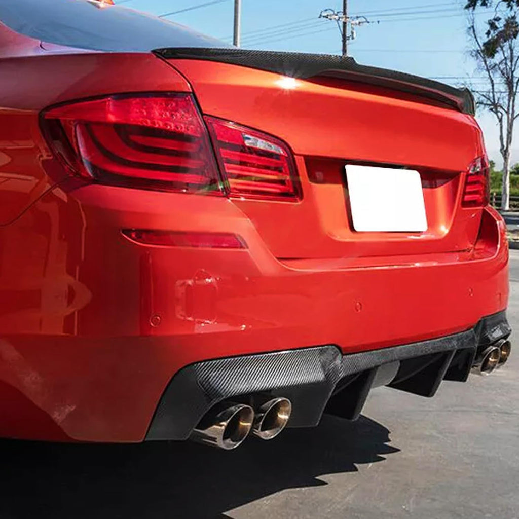 Spoiler Compatibility with 2011-2016 5 Series F10 M5 Sedan 528i 535i 550i M4 Style Rear Trunk Spoiler Wing Lid Splitter ABS Bodykit (Carbon Fiber)