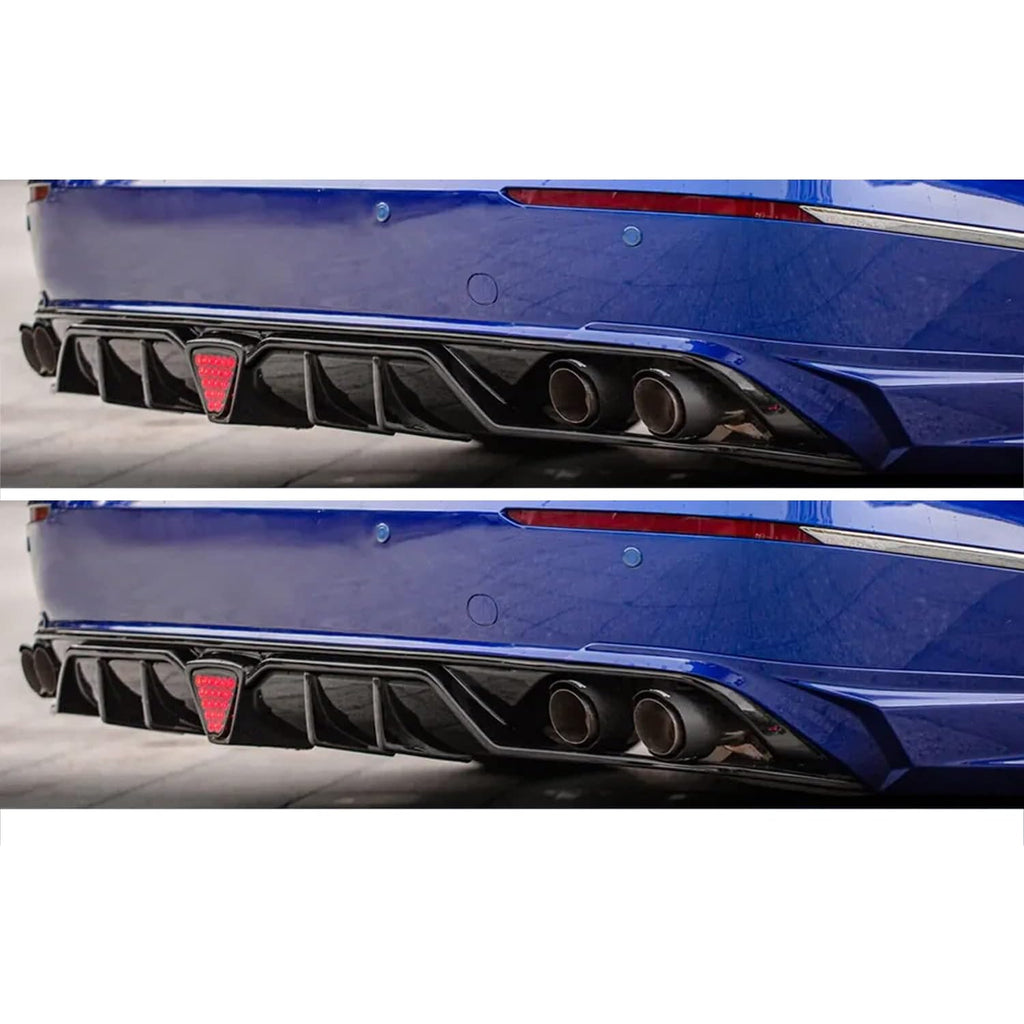 Rear Lip Compatibility with 2018-2022 Accord 10th Rear Bumper Diffuser Lip with W/LED Brake Light + Blue Corner Apron Spats Gloss Black Rear Bumper Lip