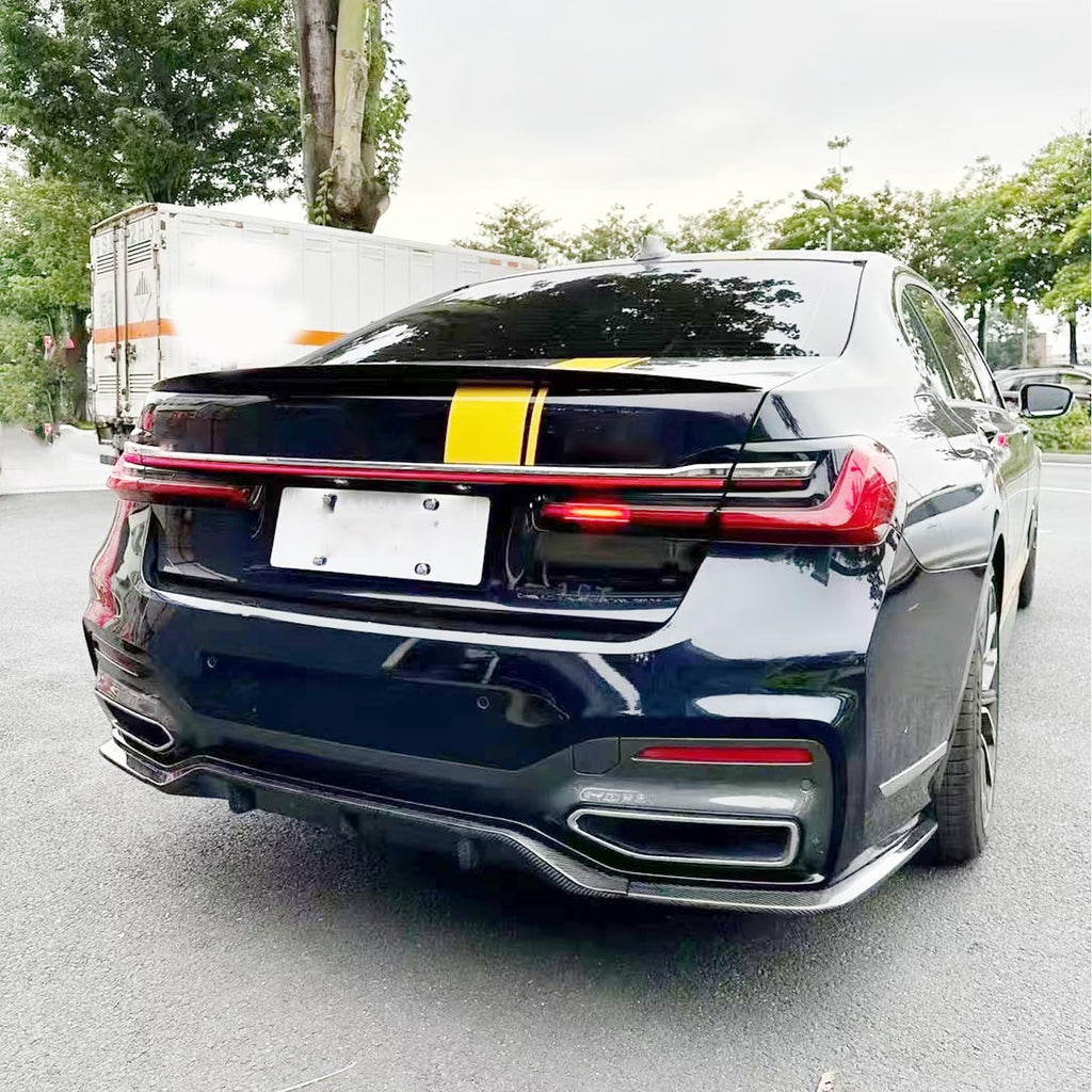 Rear Diffuser Compatibility with 2019-2022 7 Series G11 G12 M Sport Rear Bumper Chin Diffuser Kit Spoiler Splitter (Carbon Fiber Style)