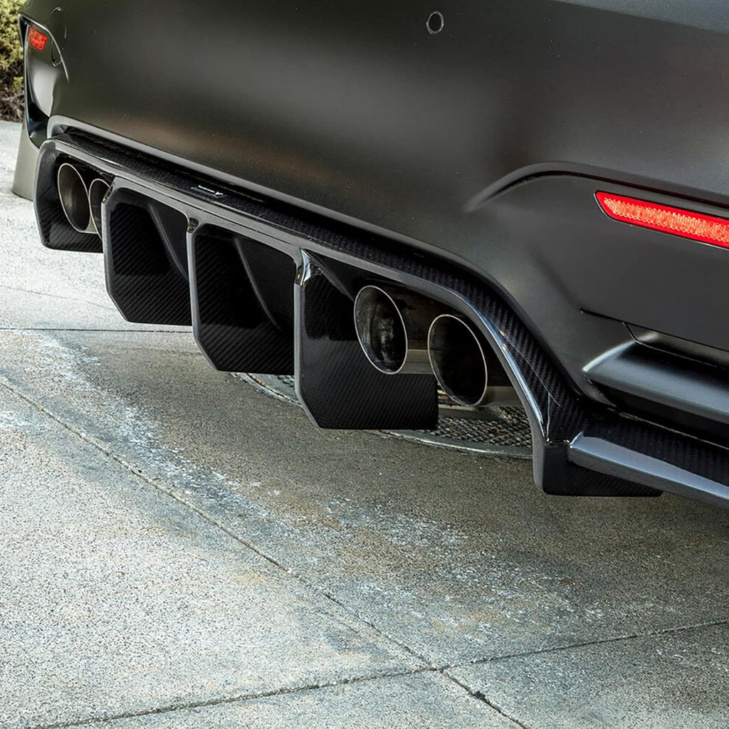 Compatibility with 2014-2020 BMW F80 M3 Sedan F82 F83 M4 with M Sport Rear Bumper Diffuser Lip V Style Spoiler Body Kits Carbon Fiber Style