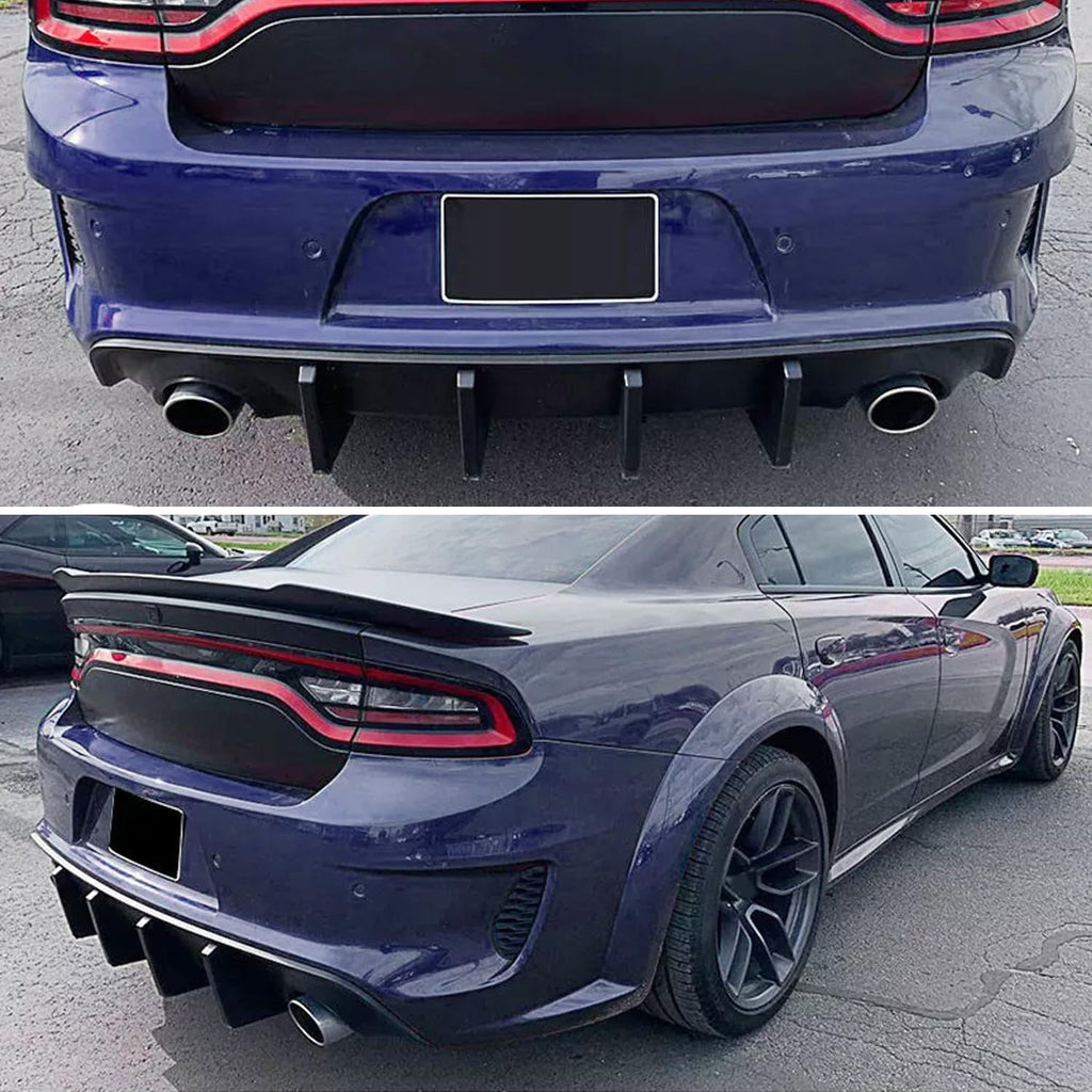Rear Diffuser Lip Compatibility with 2020-2024 Charger Widebody SRT Hellcat Scat Pack Rear Bumper Chin Diffuser Kit Spoiler Splitter (Matte Black)