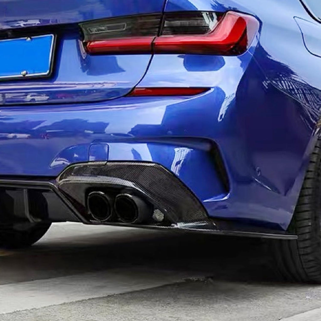 Rear Diffuser Lip Compatibility with 2019-2022 3 Series G20 330i M340i Sport Rear Bumper Diffuser Lip Spoiler with LED Light Carbon Fiber