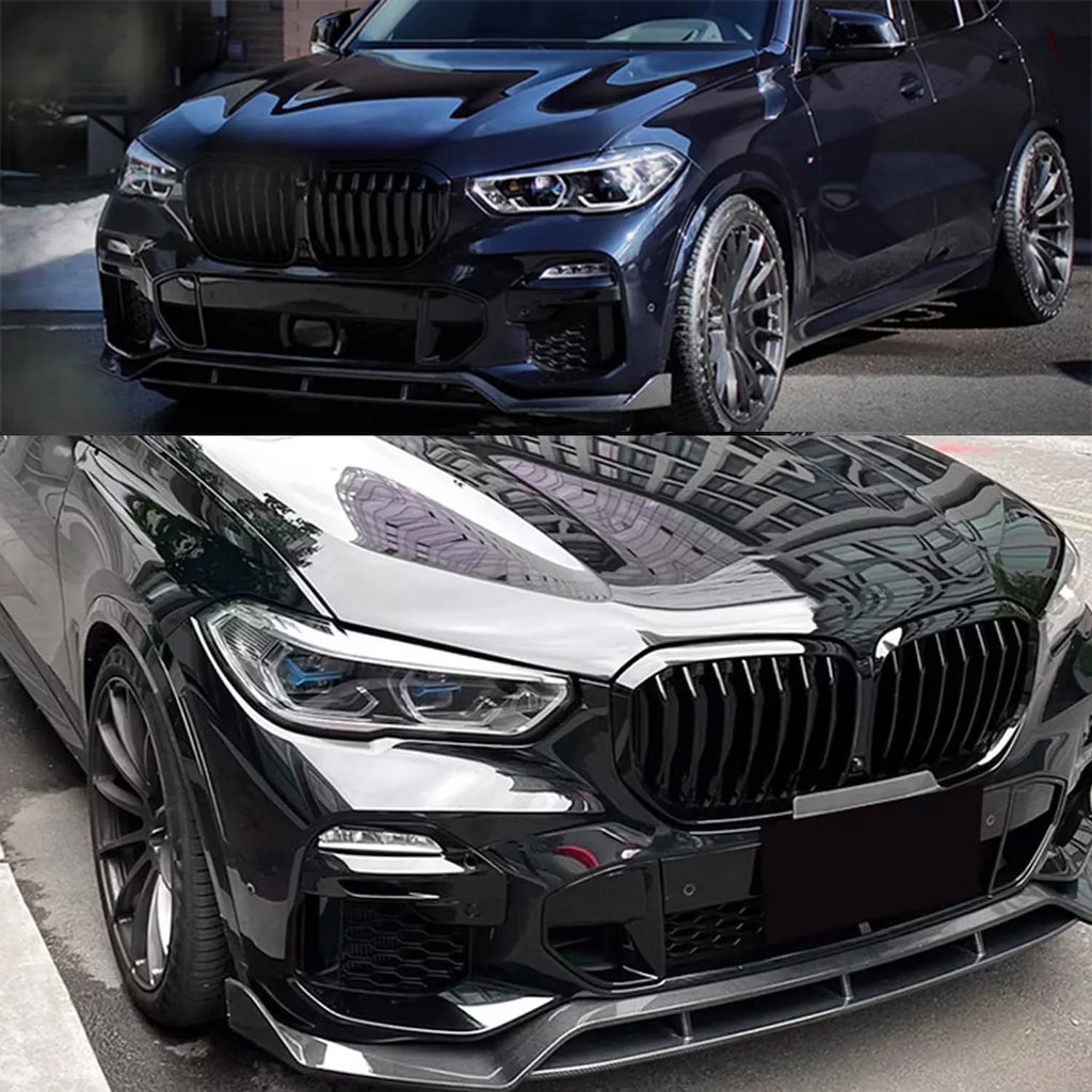 For 2019-2023 X5 G05 M Sport Front Bumper Lower Valance Chin Lip Splitter Spoiler Kit (Carbon Fiber)