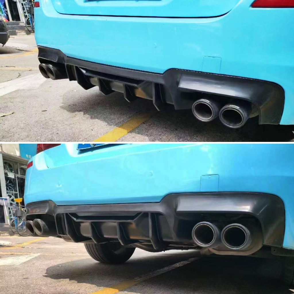 Rear Diffuser Compatibility with 2011-2016 5 Series F10 M5 M Sport Rear Bumper Chin Lip Quad Exhaust Spoiler Splitter (Carbon Fiber Style)