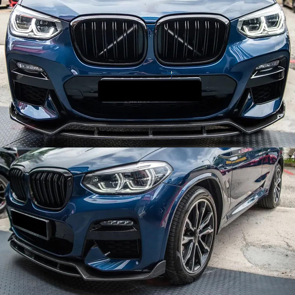For 2018-2020 X3 X4 G01 G02 M Sport Front Chin Diffuser Lip Air Dam ABS Splitter Spoiler (Carbon Fiber Style)