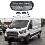 Front Grille For 2022 Ford Transit Custom Bumper Grills Grill Cover W/3 LED Light & Light Bar Black