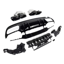 Load image into Gallery viewer, Rear Diffuser Compatibility with 2015-2021 C Class W205 AMG Sedan C300 C43 C63 4Door C63 Style Rear Bumper Chin Diffuser Lip Spoiler + Exhaust (Gloss Black)