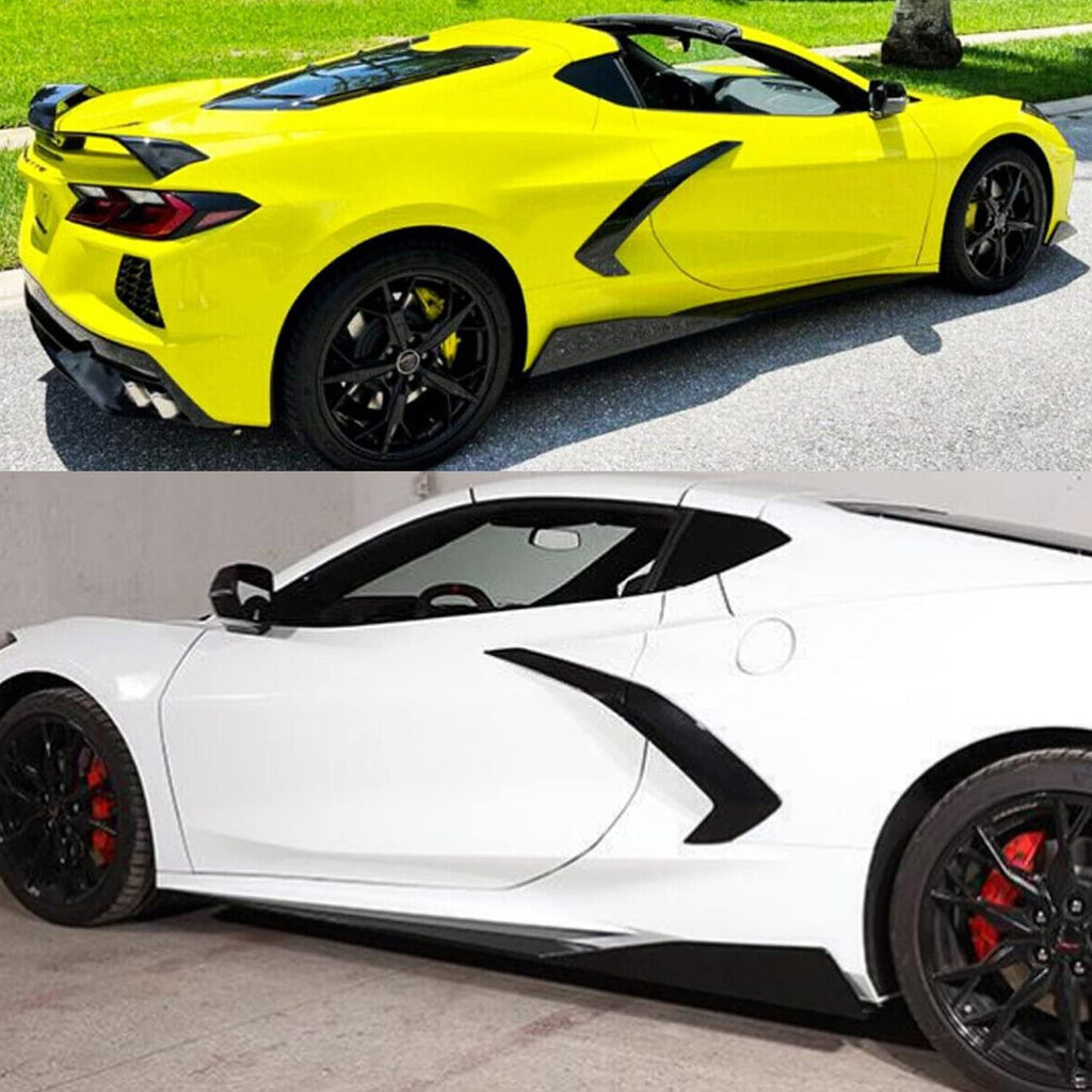 Side Skirts Compatibility with 2020-2023 Corvette C8 Rocker Panel Door Extension Lips Pair Diffuser Bumper Lip Splitter Carbon Fiber