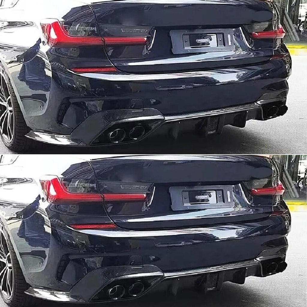 Rear Diffuser Lip Compatibility with 2019-2022 3 Series G20 330i M340i Sport Rear Bumper Diffuser Lip Spoiler with LED Light Carbon Fiber