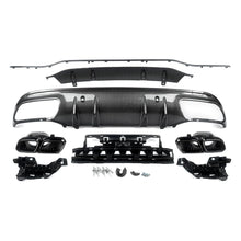 Load image into Gallery viewer, Rear Diffuser Compatibility with 2015-2021 C Class W205 AMG Sedan C300 C43 C63 4Door C63 Style Rear Bumper Chin Diffuser Lip Spoiler + Exhaust (Carbon Fiber Style)