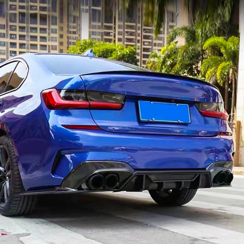 Rear Diffuser Lip Compatibility with 2019-2022 3 Series G20 330i M340i Sport Rear Bumper Diffuser Lip Spoiler Carbon Fiber