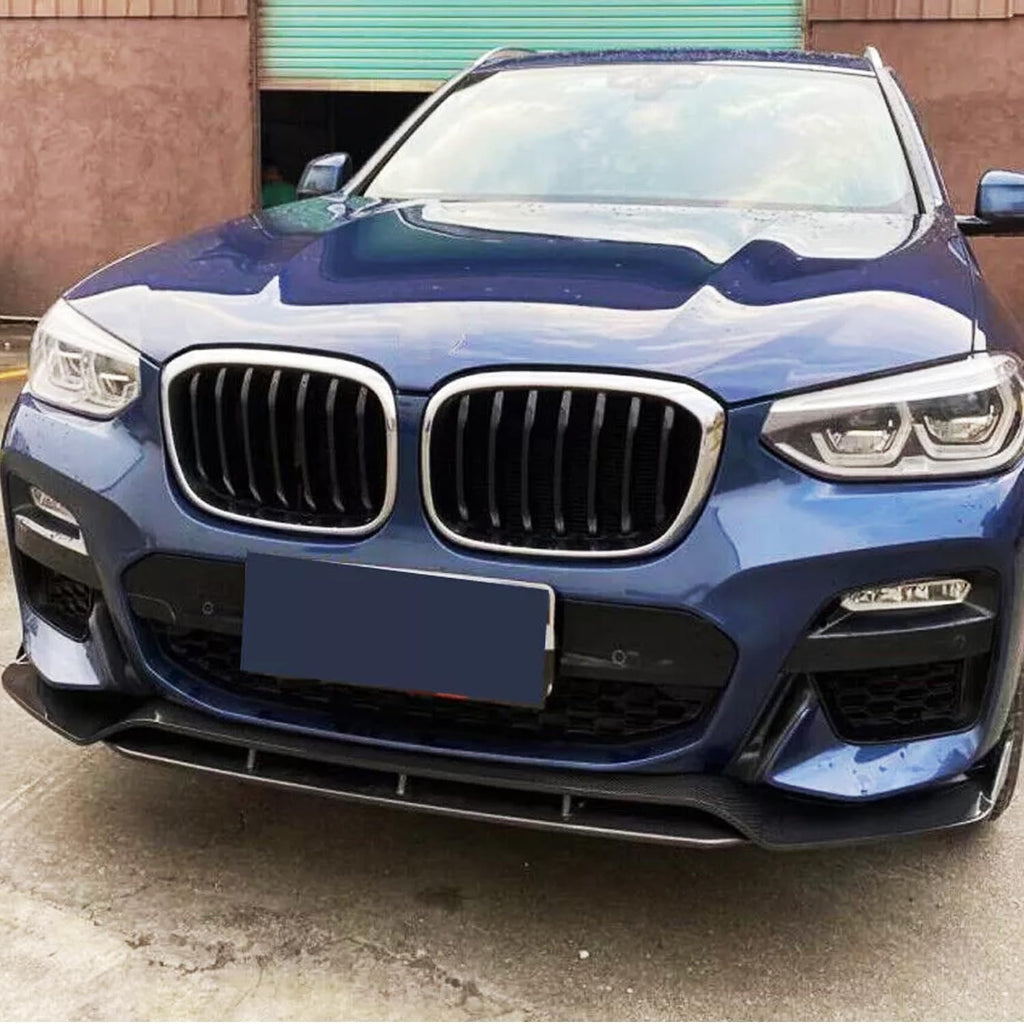 For 2018-2020 X3 X4 G01 G02 M Sport Front Chin Diffuser Lip Air Dam ABS Splitter Spoiler (Carbon Fiber Style)