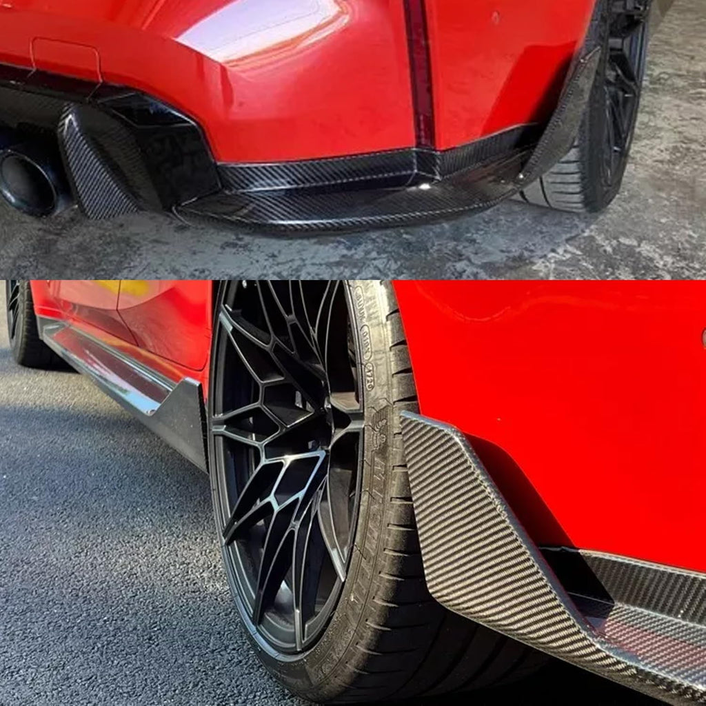 Rear Diffuser Lip Compatibility with 2021-2023 G80 M3 G82 G83 M4 Rear Bumper Diffuser W/Light + Corner Extension Spiltter Carbon Fiber Style