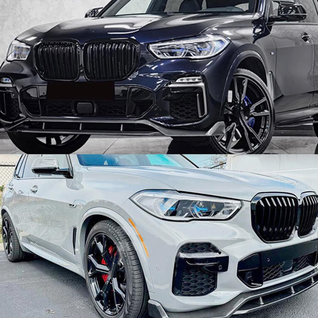 For 2019-2023 X5 G05 M Sport Front Bumper Lower Valance Chin Lip Splitter Spoiler Kit (Carbon Fiber)