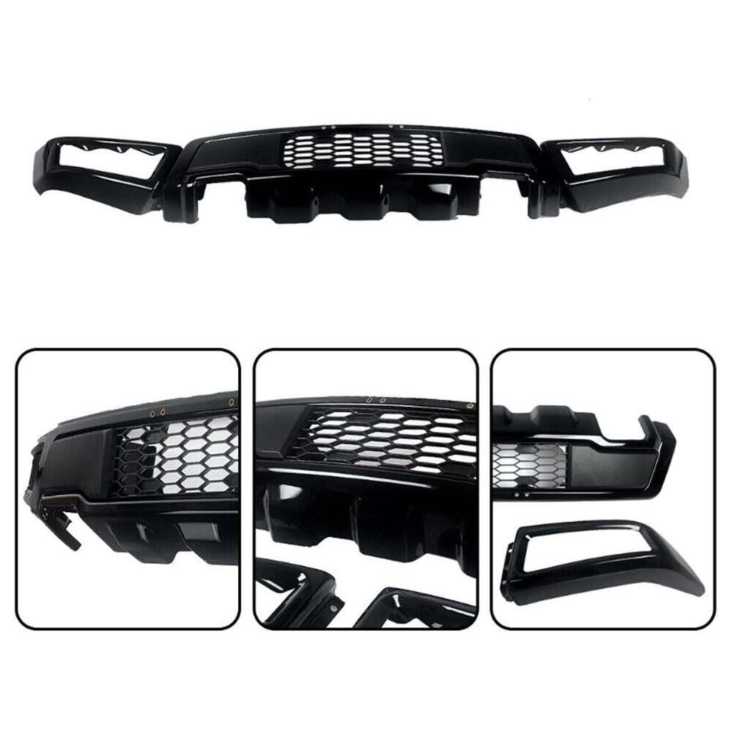 Front Bumper Compatibility with 2015-2017 F-150 Front Bumper Lip Spoiler Splitter Replace With Fog Lights Steel Black