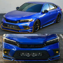 Load image into Gallery viewer, Front Lip Compatibility with 2022-2024 Civic Yofer Style Front Bumper Chin Lip Splitter Spoiler Kit Black Aegean Blue