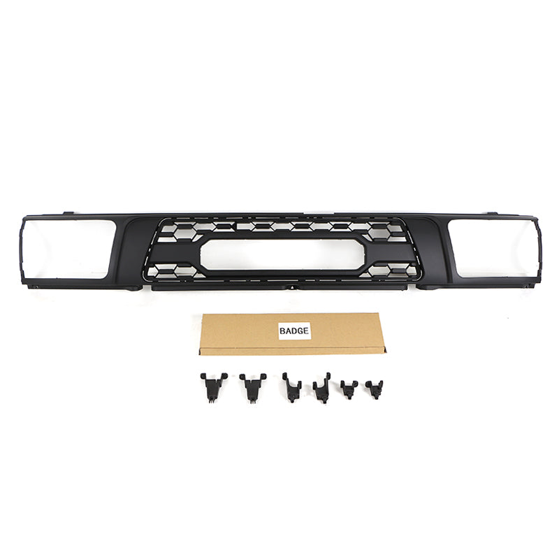 Front  Grille For 1992 1993 1994 1995 4Runner TRD Bumper Grills Grill Cover W/3 LED Lights Black