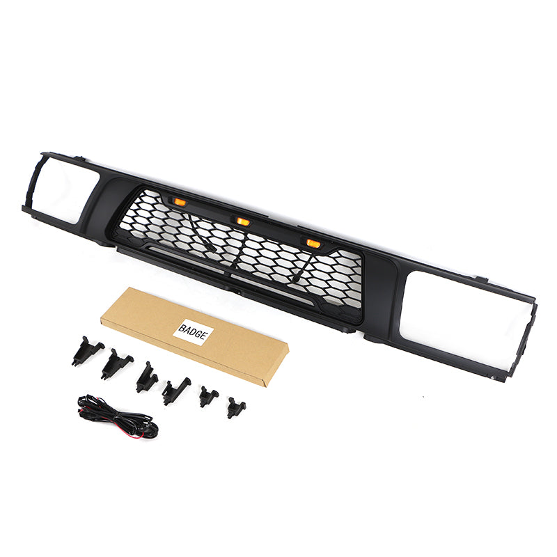 For 1992 1993 1994 1995 4Runner TRD Front Grille Bumper Grills Grill Cover W/3 LED Lights Black