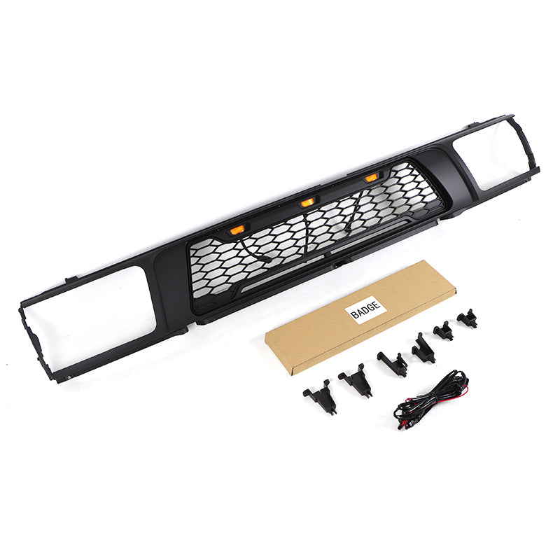 For 1992 1993 1994 1995 4Runner TRD Front Grille Bumper Grills Grill Cover W/3 LED Lights Black