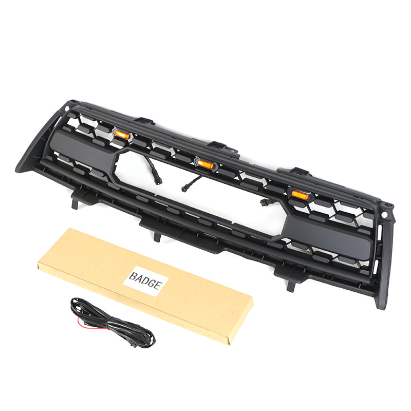 Front Grille For 2009 2010 2011 2012 Toyota RAV4 Bumper Grills Grill Cover W/3 LED Light Black