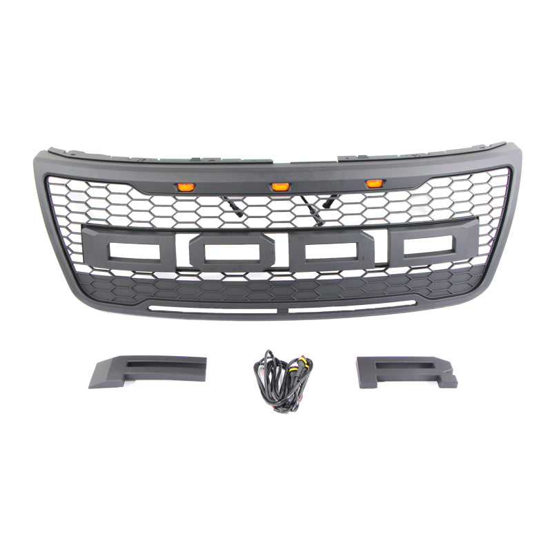 Front Grille For 2011 2012 2013 2014 2015 Ford Explorer Front Mesh Grille Grill Honeycomb Cover W/3 Lights Black
