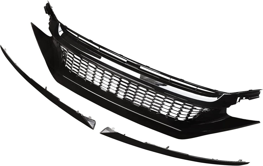 Front Grille For 2016 2017 2018 2019 2020 2021 Honda Civic 10th JDM Mesh Bumper Grill Grills Glossy Black