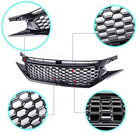 Front Grille For 2016 2017 2018 2019 2020 2021 Honda Civic 10th JDM Mesh Bumper Grill Grills Glossy Black
