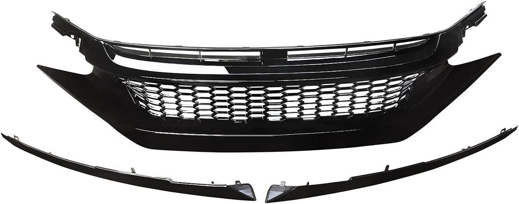 Grille For 2016 2017 2018 2019 2020 2021 Honda Civic 10th JDM Mesh Grill Glossy Black