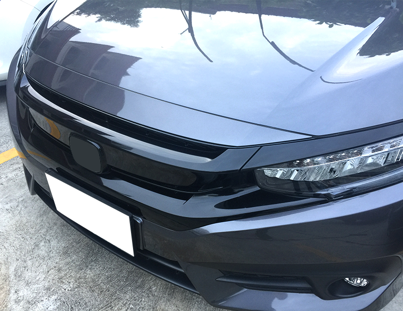 Fits 2016 2017 2018 2019 2020 2021 Honda Civic 10th Gen OE Gloss Black Front Bumper Hood Mesh Grille