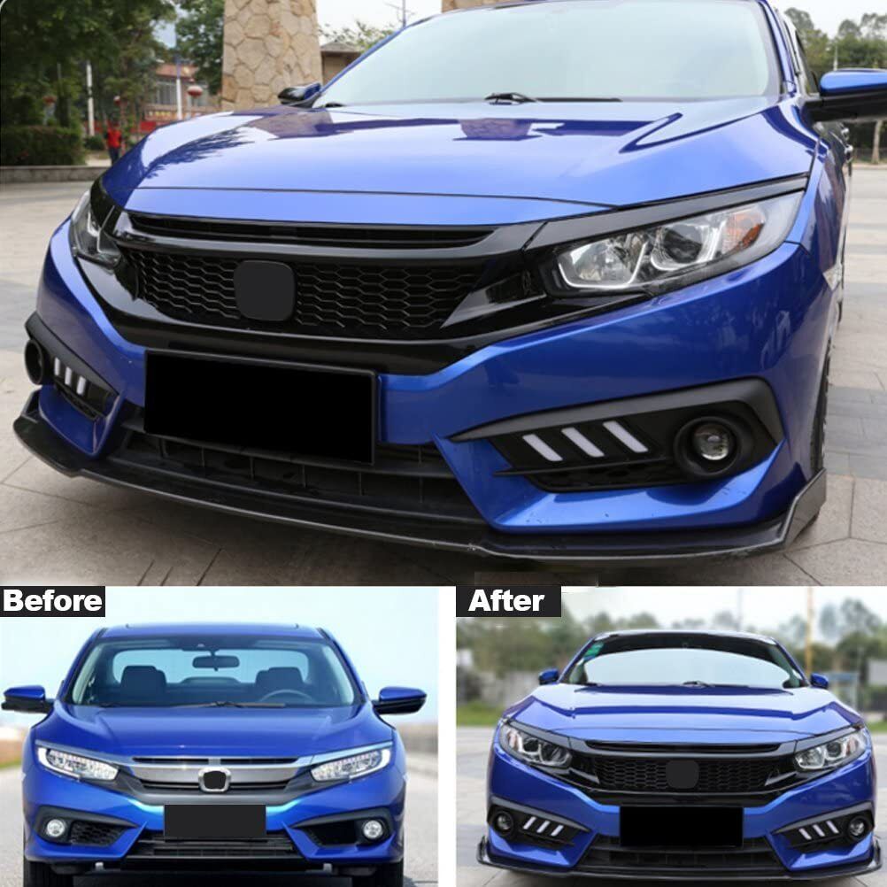 Grille For 2016 2017 2018 2019 2020 2021 Honda Civic 10th JDM Mesh Grill Glossy Black