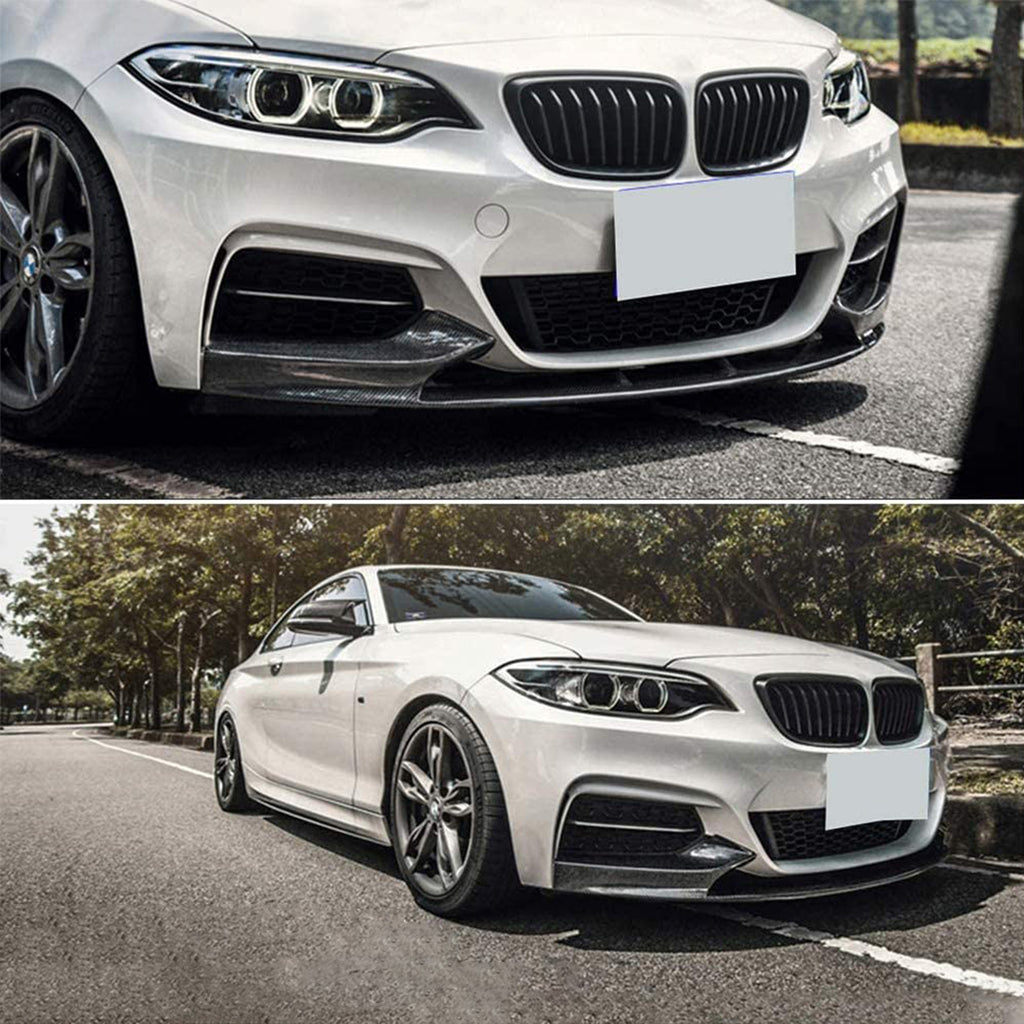 For 2014 2015 2016 2017 2018 2019 2020 BMW F22 2 Series M Sport Front Bumper Lip ABS Carbon Fiber