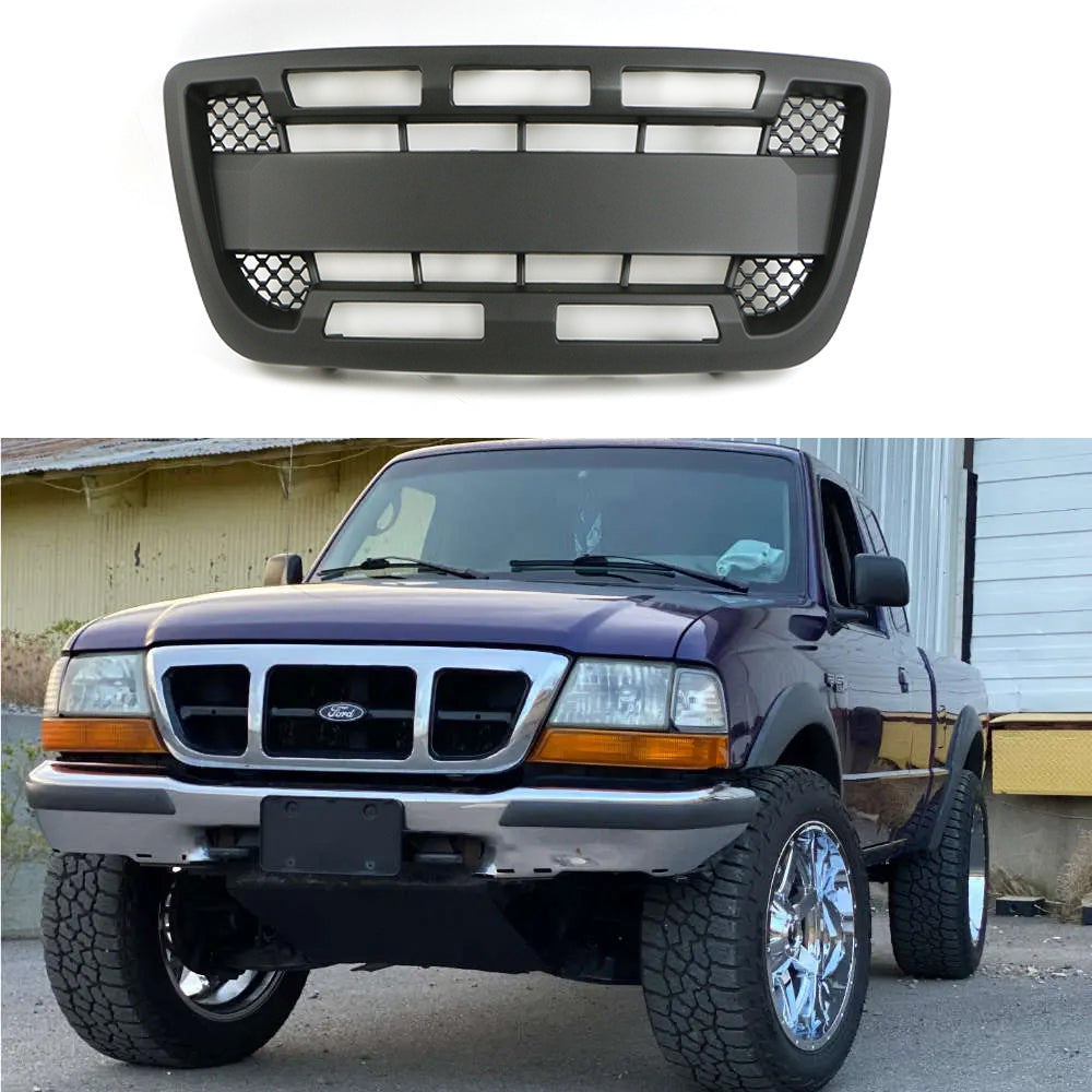 Front Grille For 1998 1999 2000 Ford Ranger Bumper Grill Grills Cover Black W/0 LED Lights