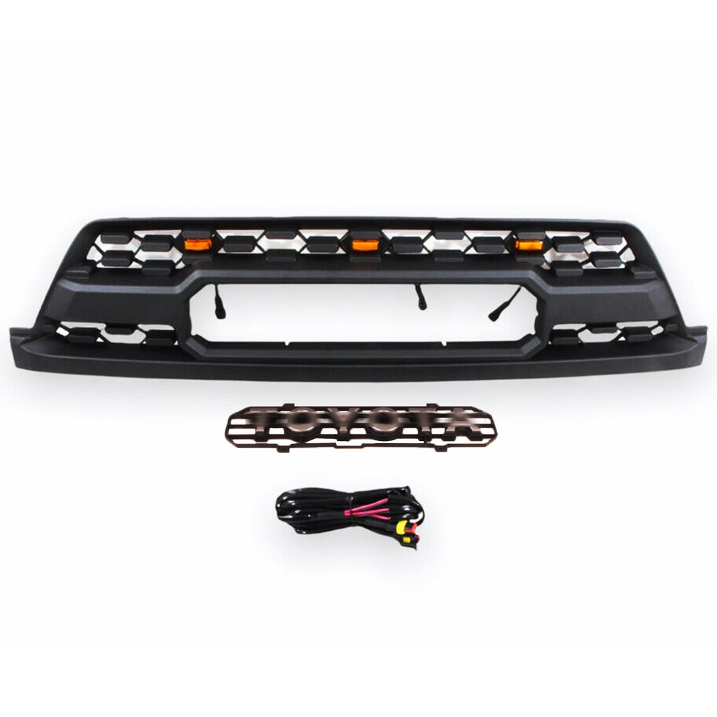 Front Grill For Toyota 4Runner 2002 2003 2004 2005 Mesh Bumper Grille Replacement Grills W/Lights Black