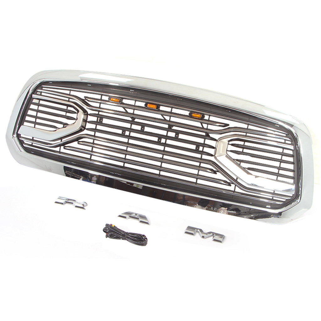Grill For 2014 2015 2016 2017 2018 Dodge Ram 1500 Front Mesh Bumper Grille Big Horn Style Grille W/3 Lights Chrome