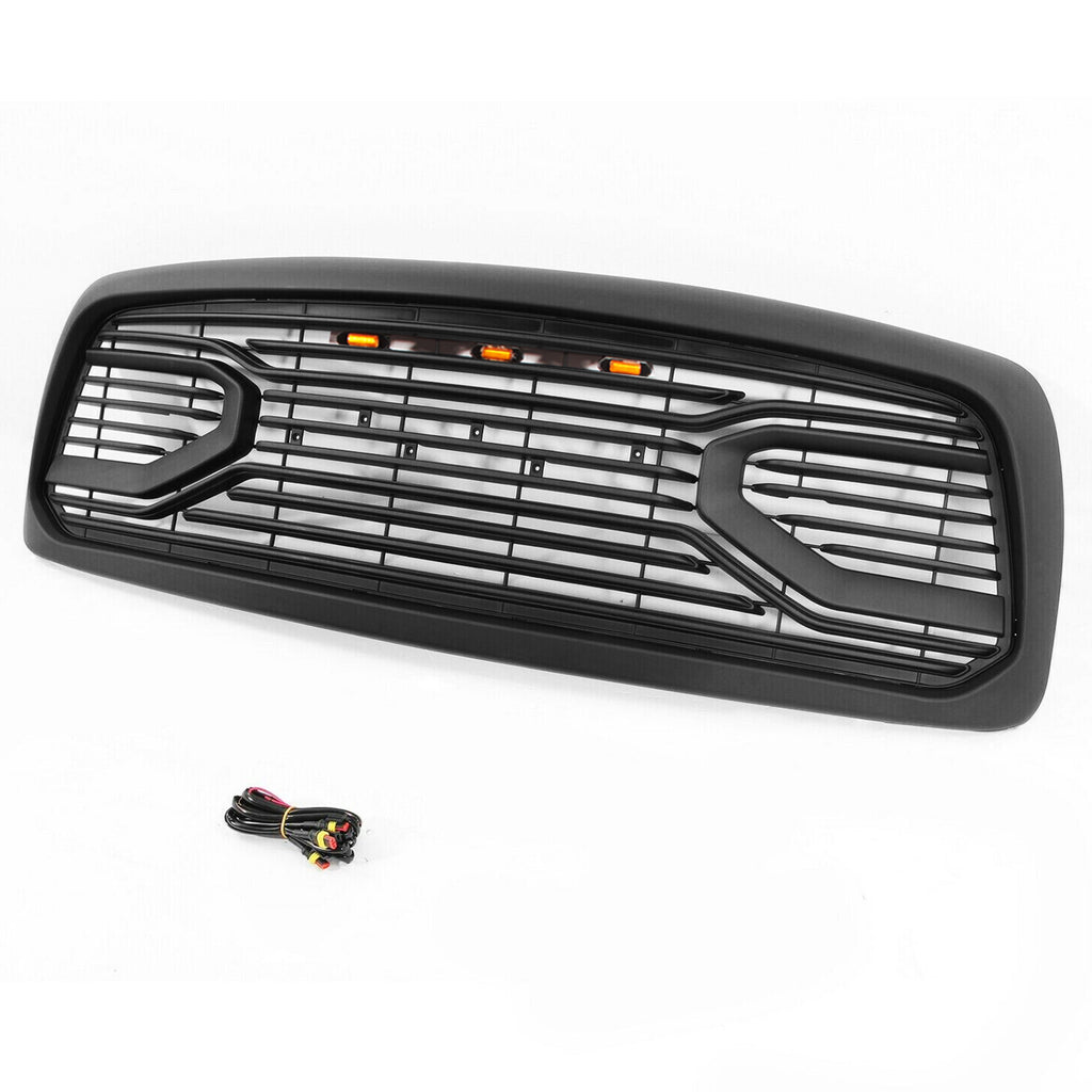 Grille Replacement For Dodge Ram 1500 2002 2003 2004 2005 Front Mesh Bumper Honeycomb Grill W/Lights Black