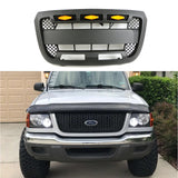 Front Grille For 2001 2002 2003 Ford Ranger Raptor Style Grilles Bumper Grills With Letters & Lights Black
