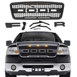 Front Grille For 2004 2005 2006 2007 2008 Ford F150 Front Bumper Mesh Grills Replacement Grill W/3 Lights Black