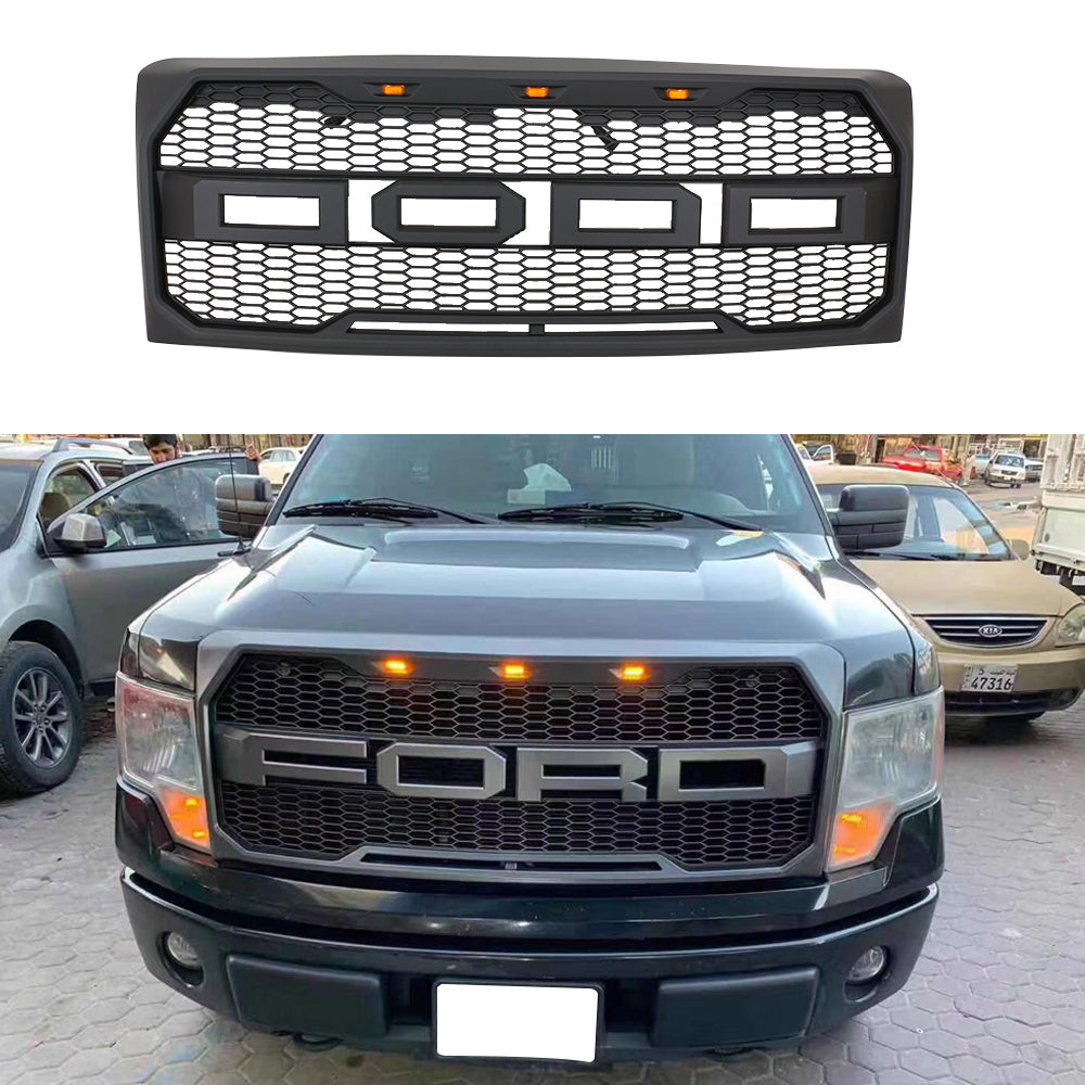 グリル Fits 2009-2012フォードF-150ラリアット/キング牧場アッパーステンレスブラックビレットグリル Fits 2009-2012 Ford F-150 Lariat/King Ranch