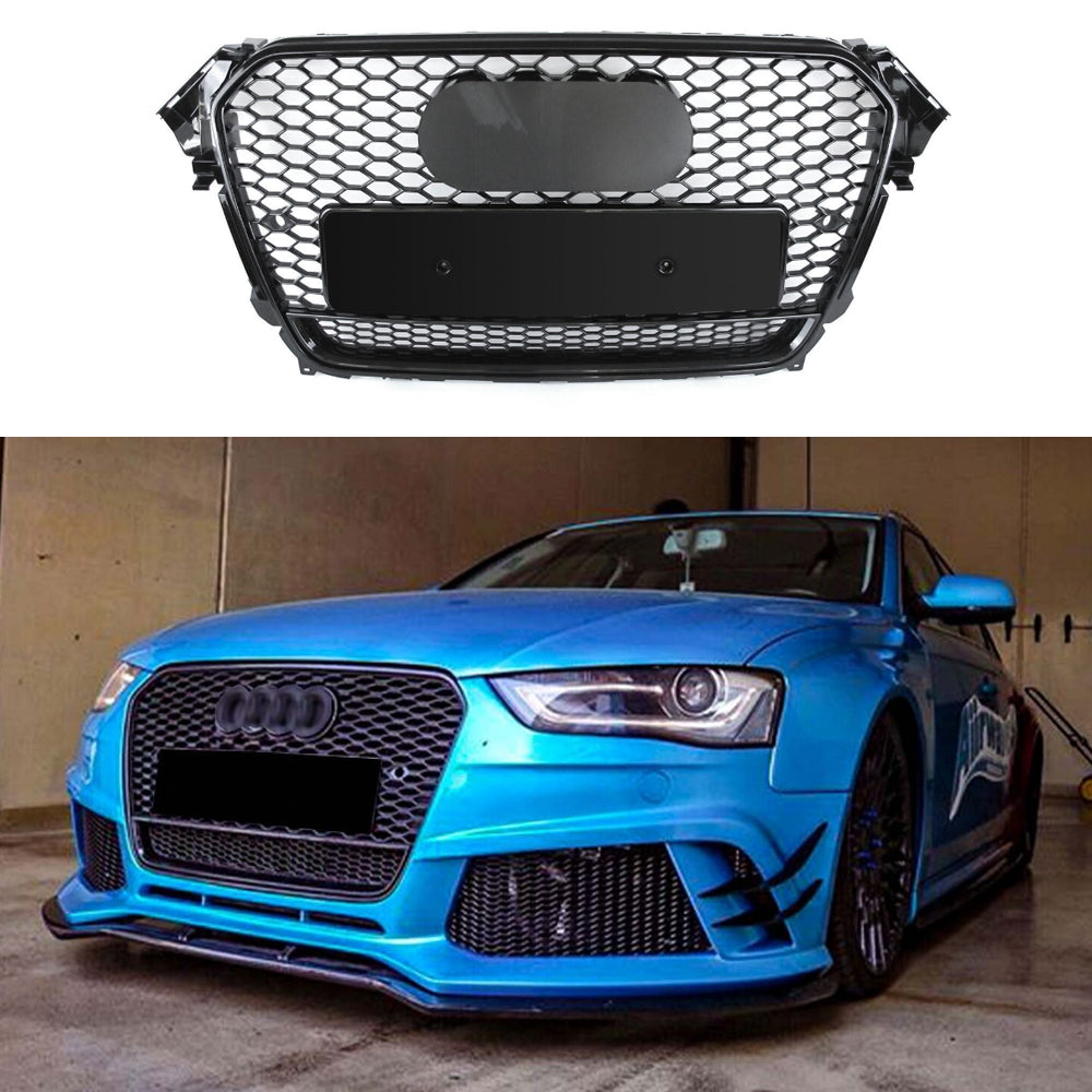 For Audi A4/S4 B9 2017 2018 2019 RS4 Style Honeycomb Front Mesh Grille Black
