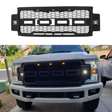 Load image into Gallery viewer, Front Grille For 2017 2018 2019 Ford F250 F350 Super Duty Upper Bumper Grill W/3 Led Lights & Side Light Black