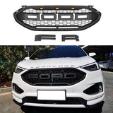 Front Grille For 2019-2022 Ford Edge Bumper Grills Grill Cover W/3 LED Light Black