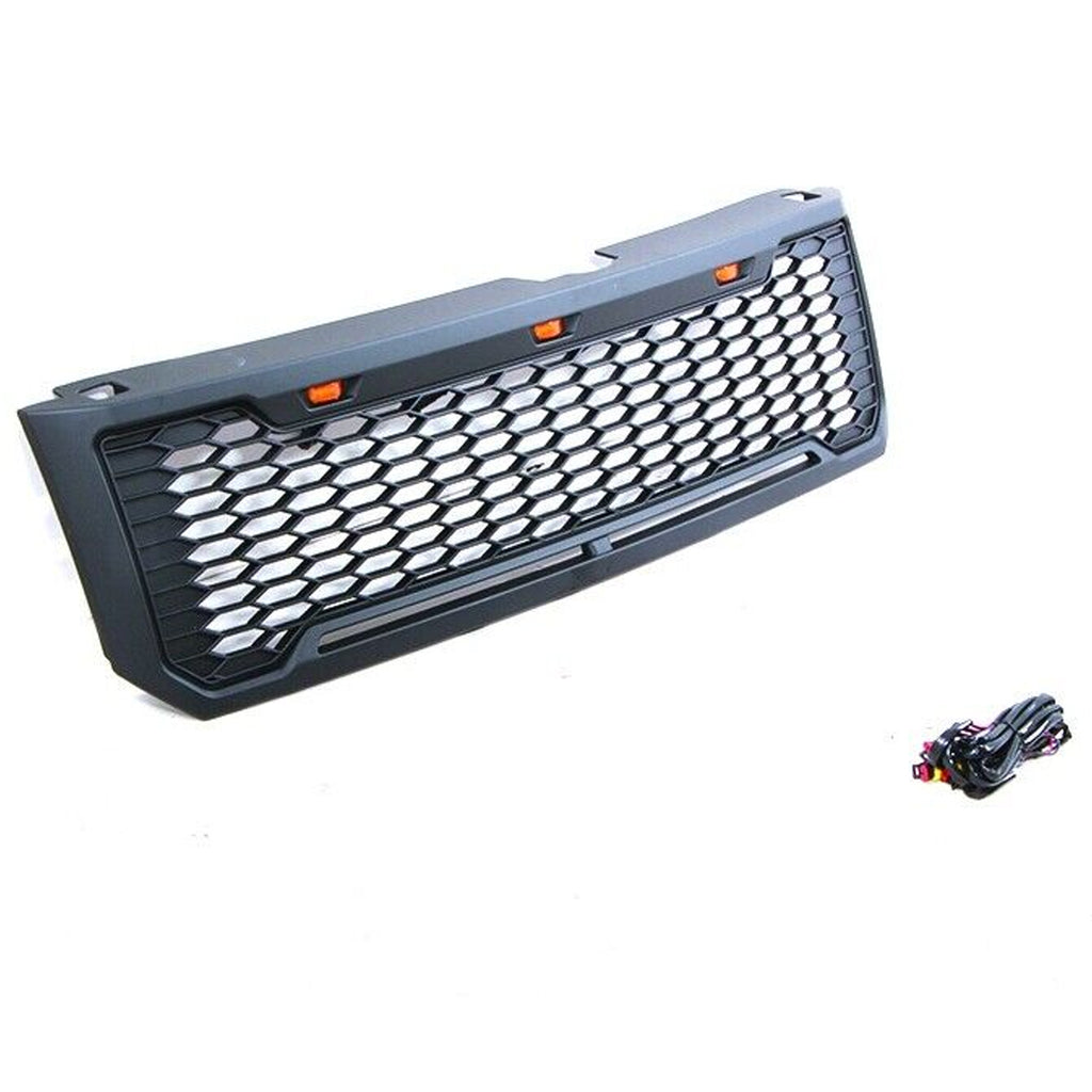 Front Grille For 2008 2009 2010 2011 2012 2013 Ford Kuga Escape Honeycomb Grilles Bumper Grill Replacement W/3 Led Lights Black