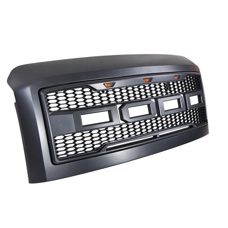 Front Grille for 2008 2009 2010 Ford F250 F350 Raptor Style Front Bumper Grill W/3 Led Lights