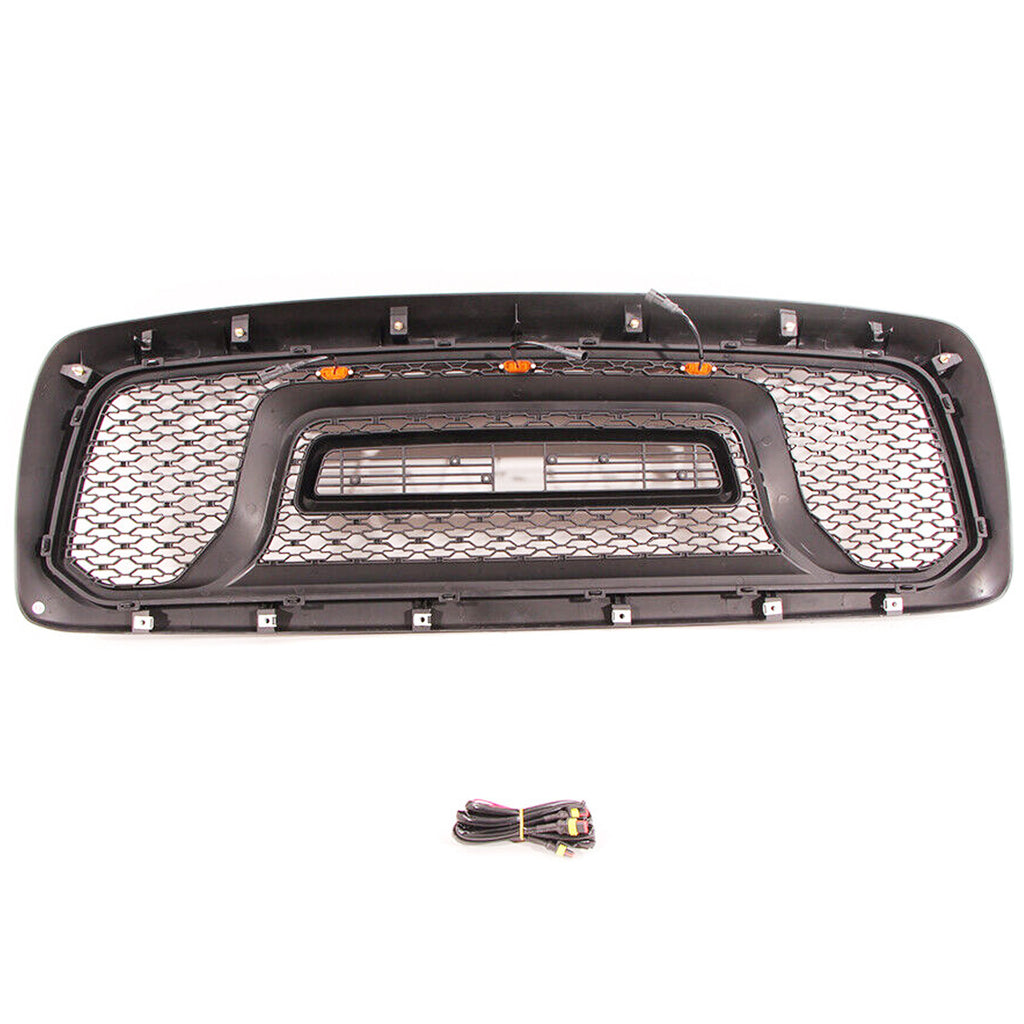 Front Grille For 2002 2003 2004 2005 Dodge Ram 1500 Mesh Bumper Grill With Led Lights Black