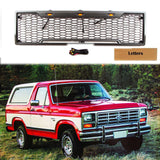 Front Grille For 1980 1981 1982 1983 1984 1985 1986 Ford Bronco F150 Front Grilles Bumper Grill With 3 Led Lights Black