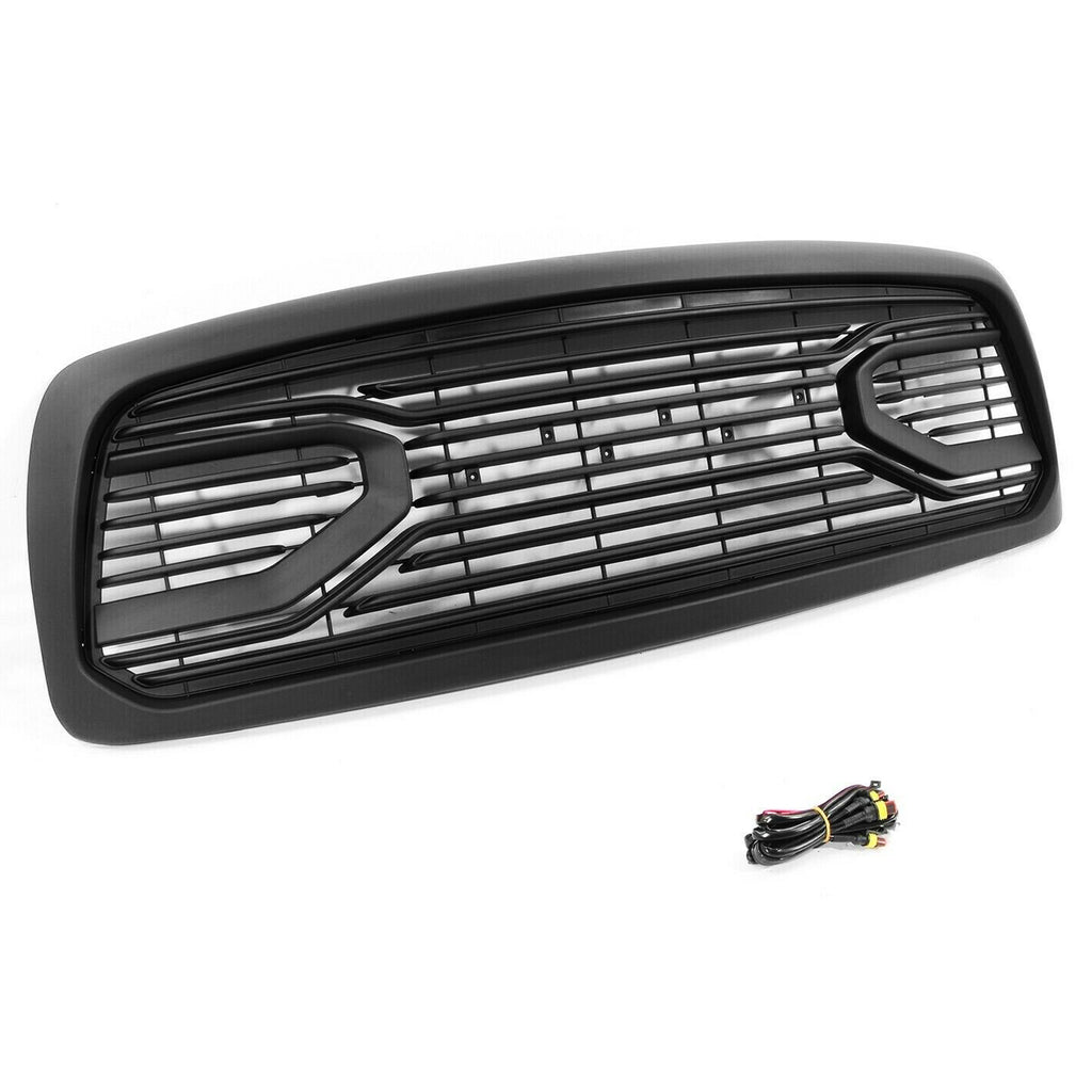 Grille Replacement For Dodge Ram 1500 2002 2003 2004 2005 Front Mesh Bumper Honeycomb Grill W/Lights Black
