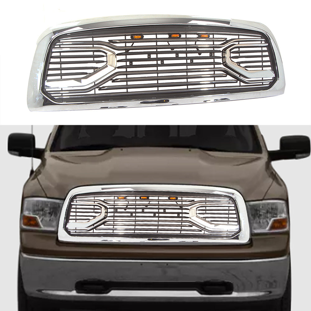 Grill For 2010 2011 2012 2013 2014 2015 2016 2017 2018 2019 Dodge Ram 2500 3500 Front Mesh Bumper Grille Big Horn Grille W/Led Lights Chrome