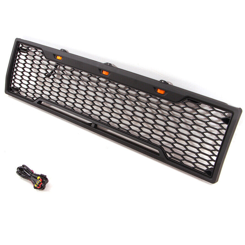 Front Grille For 1980 1981 1982 1983 1984 1985 1986 Ford Bronco F150 Front Grilles Bumper Grill With 3 Led Lights Black