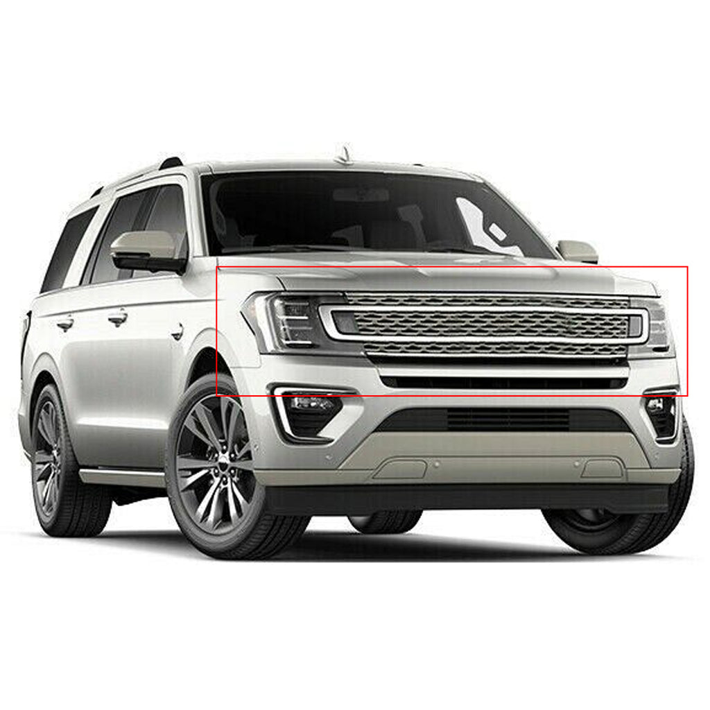 Front Grille For 2018 2019 2020 2021 Ford Expedition Mesh Grill Honeycomb Replacement Grilles W/Lights Black