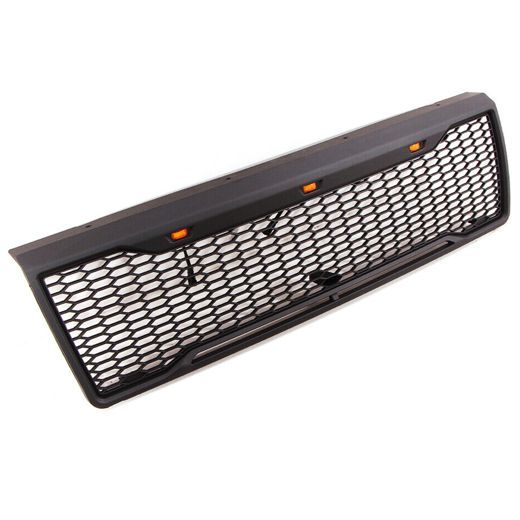 Front Grille For 1992 1993 1994 1995 1996 Ford Bronco F150 Front Bumper Grill Replacement Grilles W/3 Led Lights Black